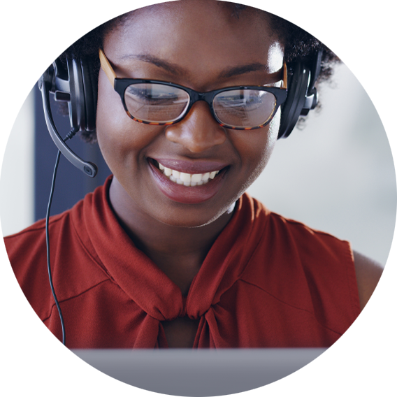 Women with headset taking a call